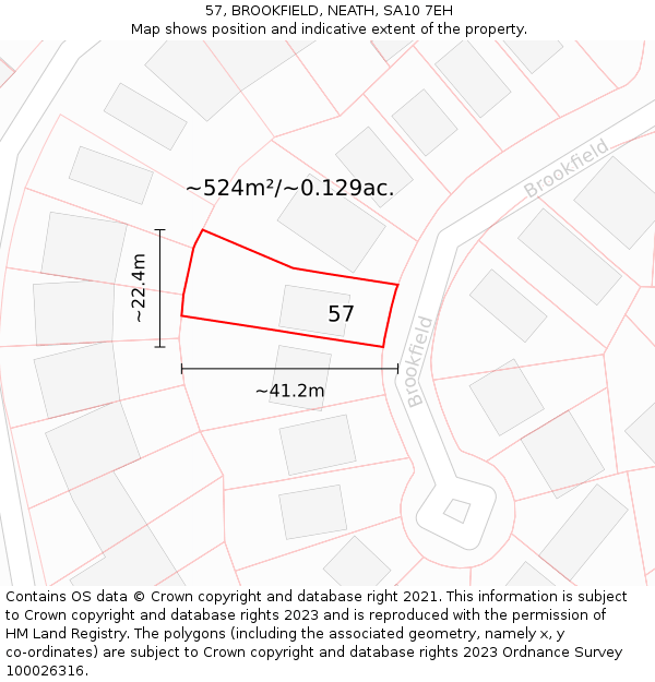57, BROOKFIELD, NEATH, SA10 7EH: Plot and title map