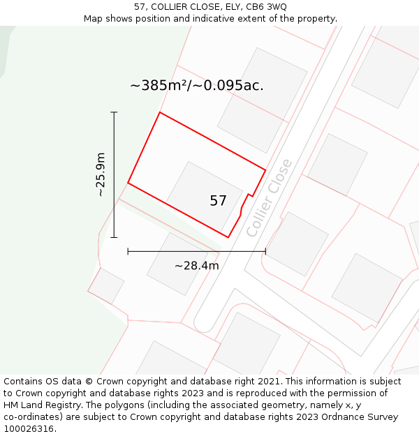 57, COLLIER CLOSE, ELY, CB6 3WQ: Plot and title map
