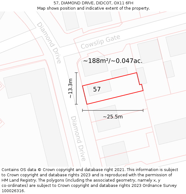 57, DIAMOND DRIVE, DIDCOT, OX11 6FH: Plot and title map