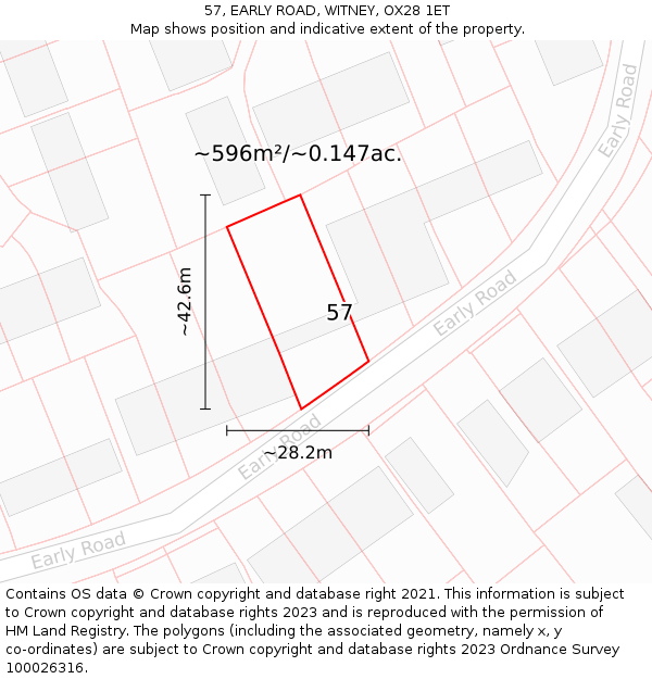 57, EARLY ROAD, WITNEY, OX28 1ET: Plot and title map