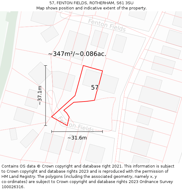57, FENTON FIELDS, ROTHERHAM, S61 3SU: Plot and title map