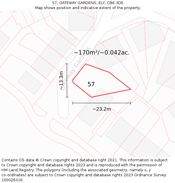 57, GATEWAY GARDENS, ELY, CB6 3DE: Plot and title map
