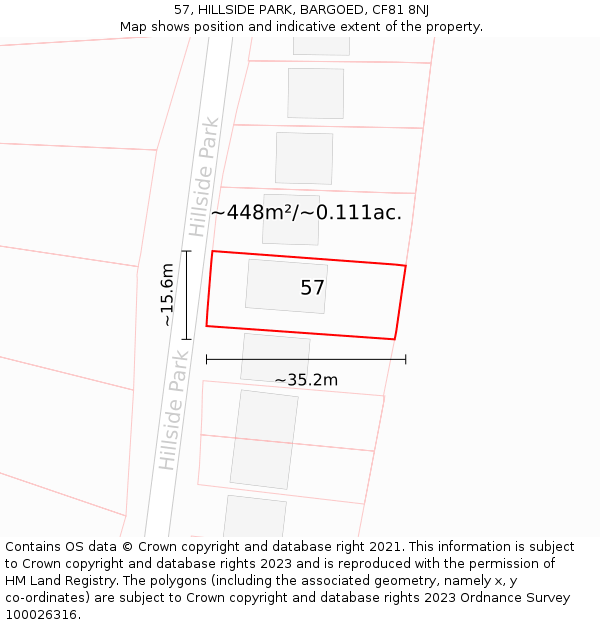 57, HILLSIDE PARK, BARGOED, CF81 8NJ: Plot and title map