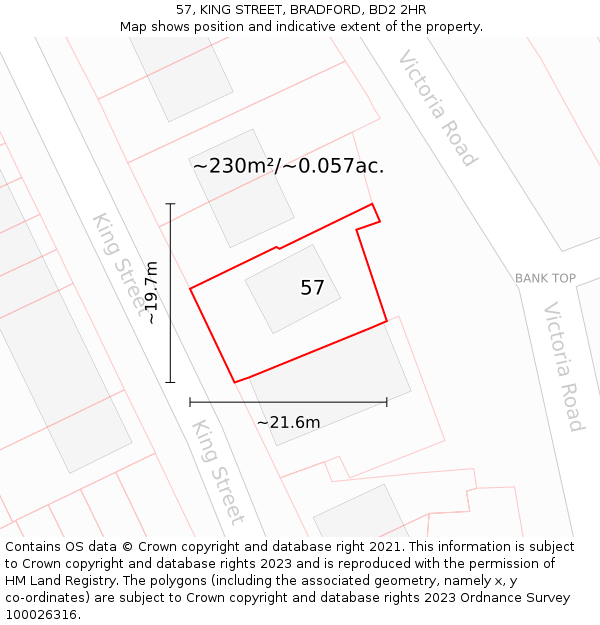 57, KING STREET, BRADFORD, BD2 2HR: Plot and title map