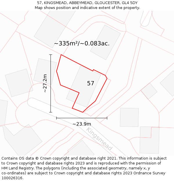 57, KINGSMEAD, ABBEYMEAD, GLOUCESTER, GL4 5DY: Plot and title map