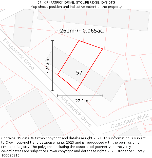 57, KIRKPATRICK DRIVE, STOURBRIDGE, DY8 5TG: Plot and title map