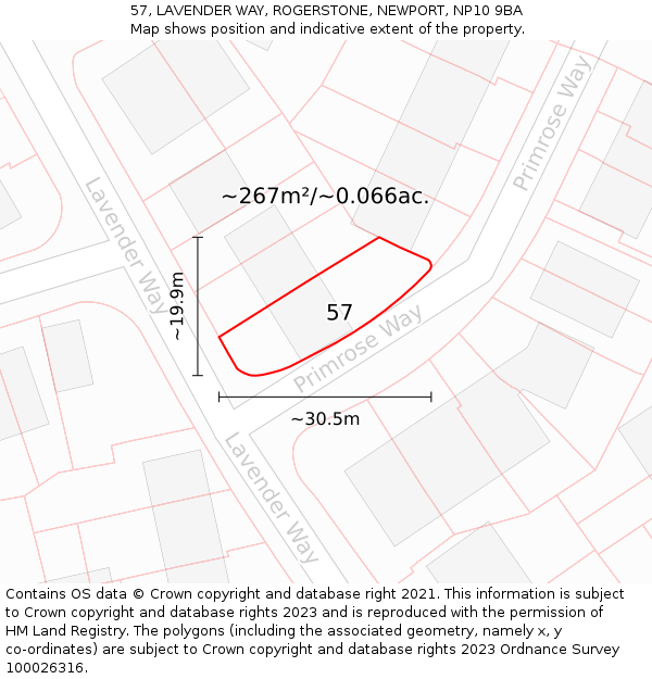 57, LAVENDER WAY, ROGERSTONE, NEWPORT, NP10 9BA: Plot and title map
