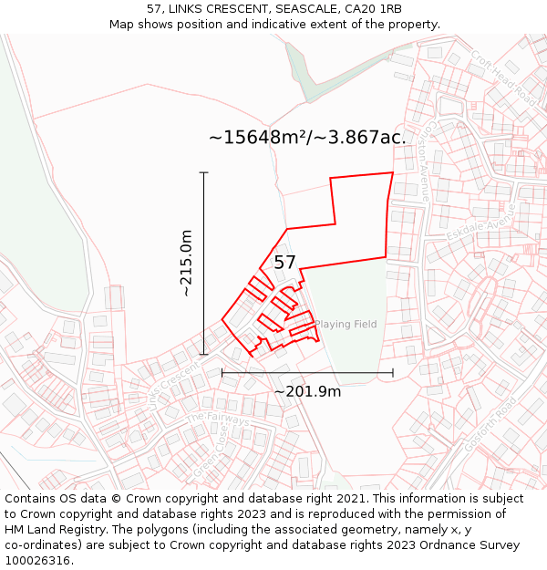 57, LINKS CRESCENT, SEASCALE, CA20 1RB: Plot and title map