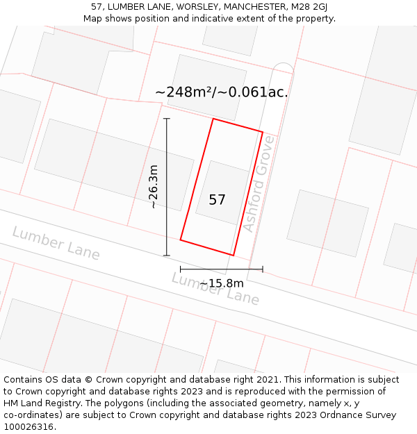 57, LUMBER LANE, WORSLEY, MANCHESTER, M28 2GJ: Plot and title map