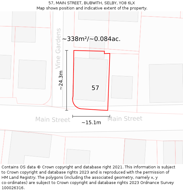 57, MAIN STREET, BUBWITH, SELBY, YO8 6LX: Plot and title map