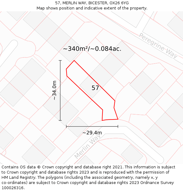 57, MERLIN WAY, BICESTER, OX26 6YG: Plot and title map