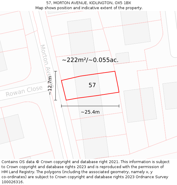 57, MORTON AVENUE, KIDLINGTON, OX5 1BX: Plot and title map