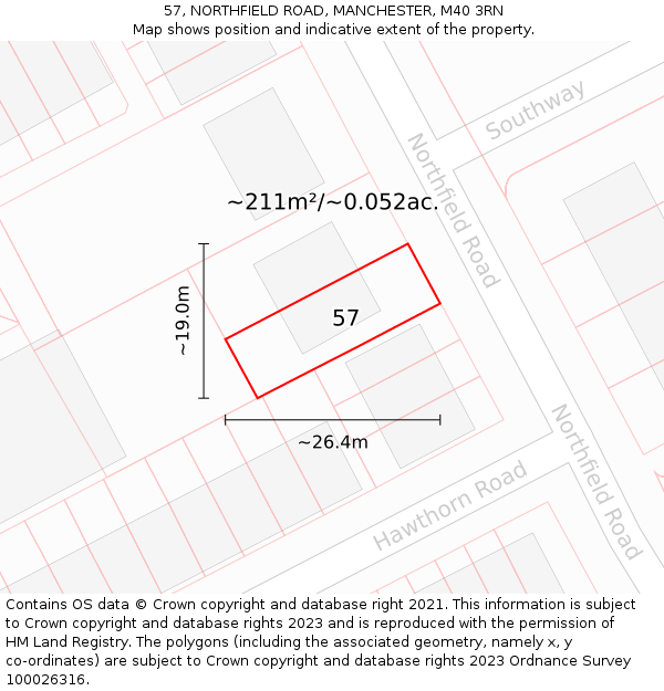 57, NORTHFIELD ROAD, MANCHESTER, M40 3RN: Plot and title map
