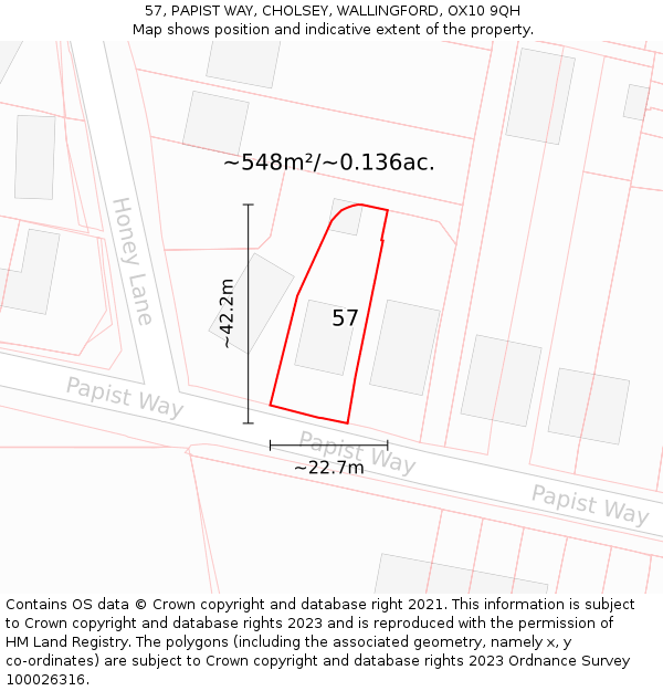 57, PAPIST WAY, CHOLSEY, WALLINGFORD, OX10 9QH: Plot and title map