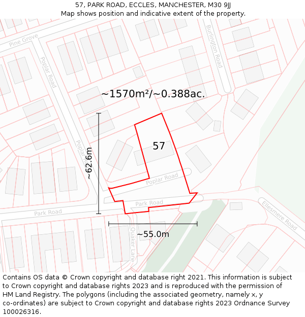 57, PARK ROAD, ECCLES, MANCHESTER, M30 9JJ: Plot and title map