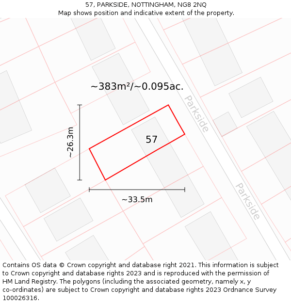 57, PARKSIDE, NOTTINGHAM, NG8 2NQ: Plot and title map