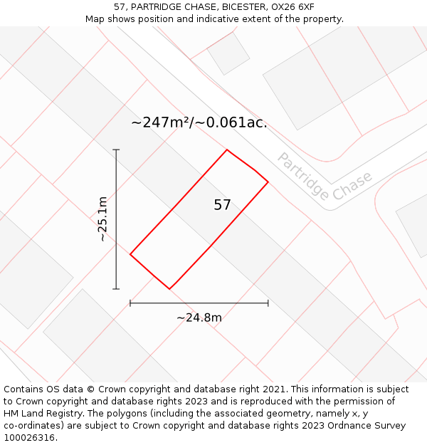 57, PARTRIDGE CHASE, BICESTER, OX26 6XF: Plot and title map