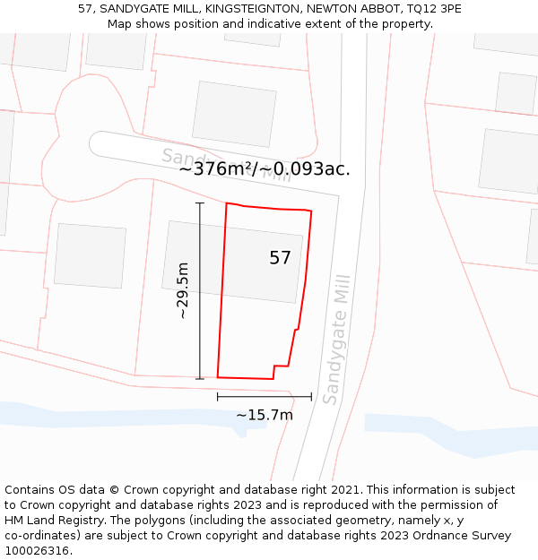 57, SANDYGATE MILL, KINGSTEIGNTON, NEWTON ABBOT, TQ12 3PE: Plot and title map