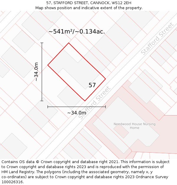 57, STAFFORD STREET, CANNOCK, WS12 2EH: Plot and title map