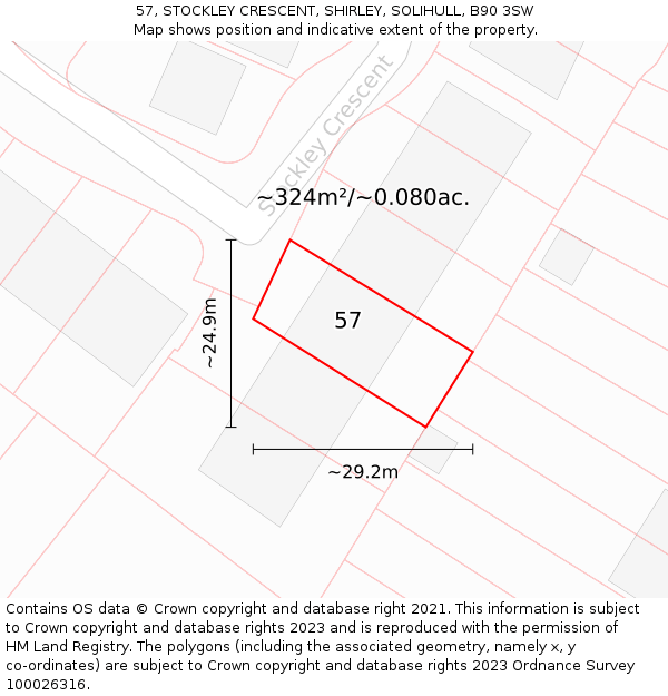 57, STOCKLEY CRESCENT, SHIRLEY, SOLIHULL, B90 3SW: Plot and title map