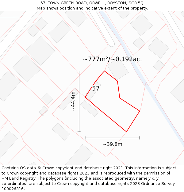 57, TOWN GREEN ROAD, ORWELL, ROYSTON, SG8 5QJ: Plot and title map