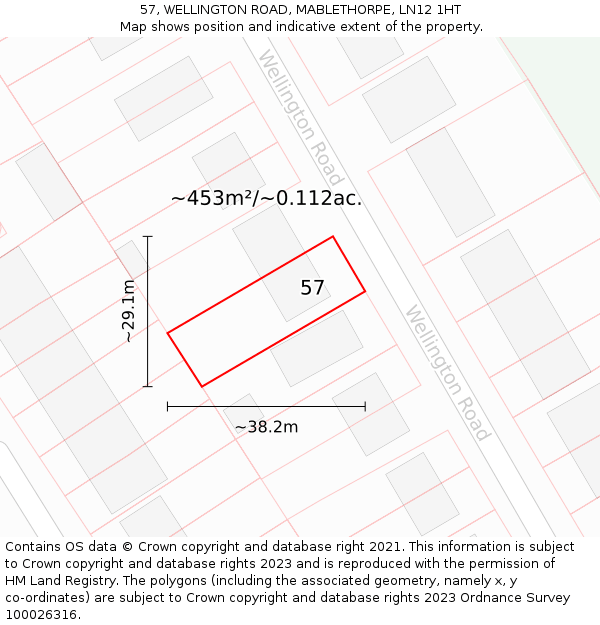 57, WELLINGTON ROAD, MABLETHORPE, LN12 1HT: Plot and title map