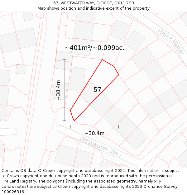 57, WESTWATER WAY, DIDCOT, OX11 7SR: Plot and title map