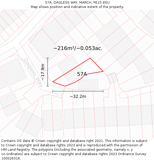 57A, DAGLESS WAY, MARCH, PE15 8SU: Plot and title map