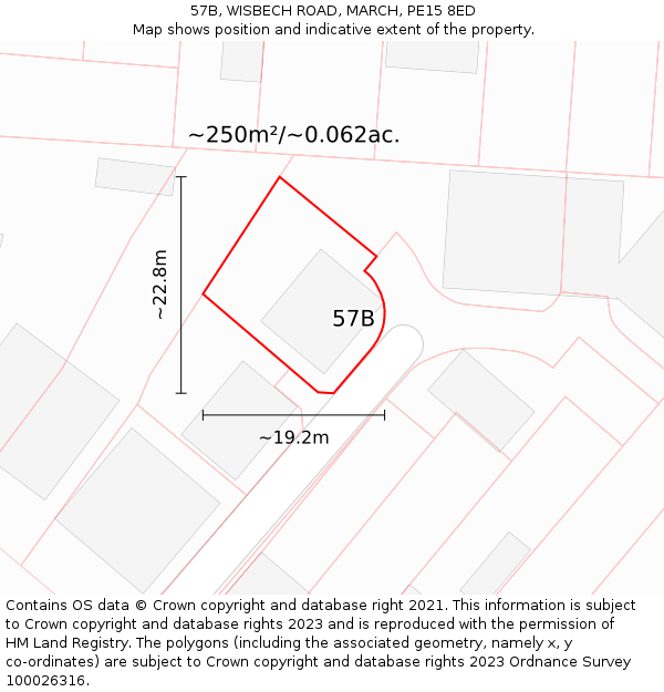 57B, WISBECH ROAD, MARCH, PE15 8ED: Plot and title map