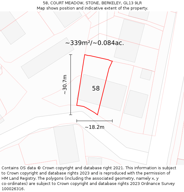 58, COURT MEADOW, STONE, BERKELEY, GL13 9LR: Plot and title map