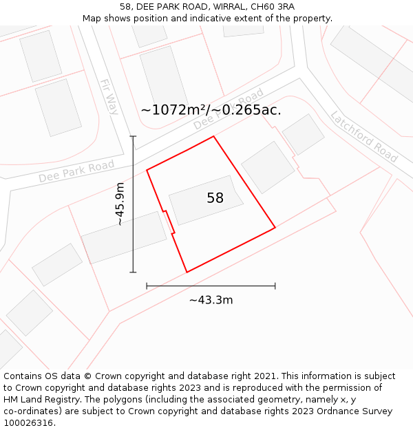 58, DEE PARK ROAD, WIRRAL, CH60 3RA: Plot and title map