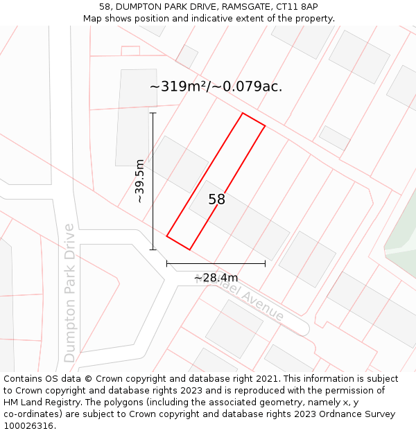 58, DUMPTON PARK DRIVE, RAMSGATE, CT11 8AP: Plot and title map