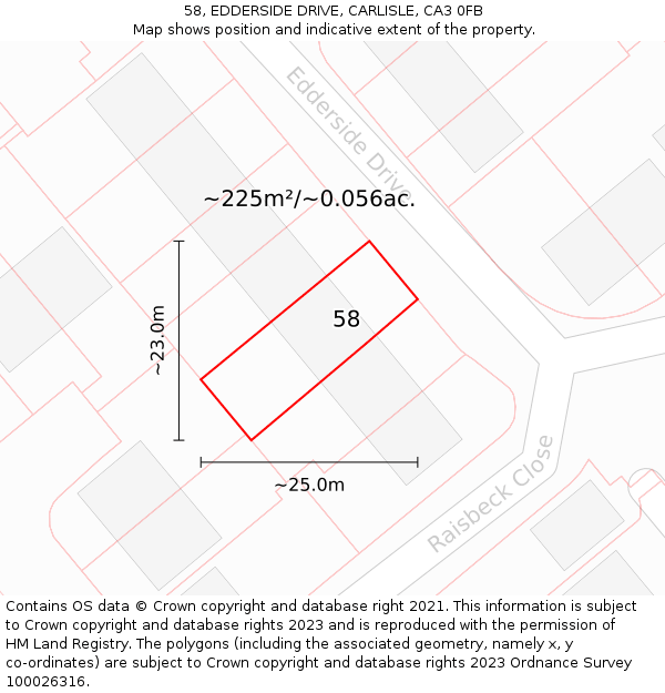 58, EDDERSIDE DRIVE, CARLISLE, CA3 0FB: Plot and title map