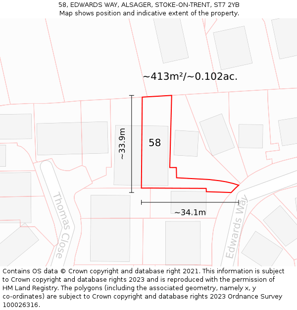 58, EDWARDS WAY, ALSAGER, STOKE-ON-TRENT, ST7 2YB: Plot and title map