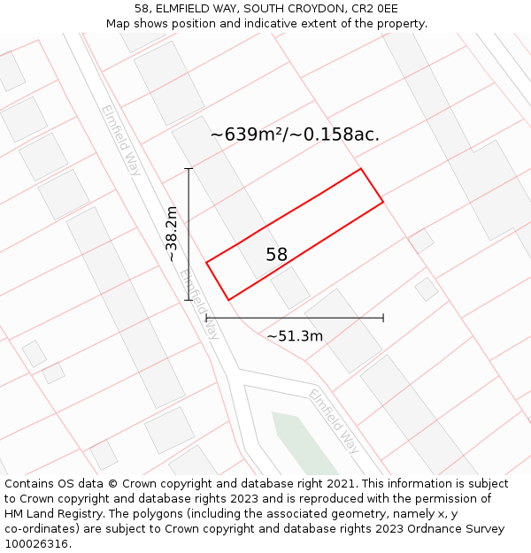 58, ELMFIELD WAY, SOUTH CROYDON, CR2 0EE: Plot and title map