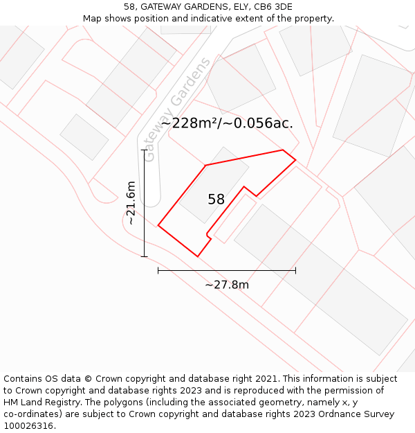 58, GATEWAY GARDENS, ELY, CB6 3DE: Plot and title map