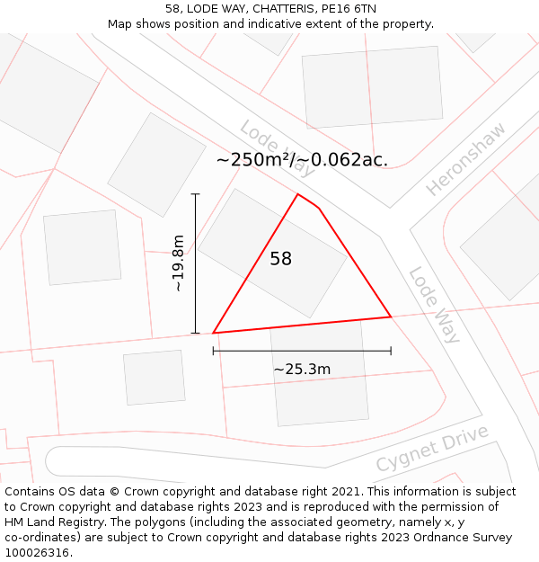 58, LODE WAY, CHATTERIS, PE16 6TN: Plot and title map
