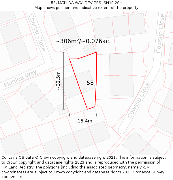 58, MATILDA WAY, DEVIZES, SN10 2SH: Plot and title map