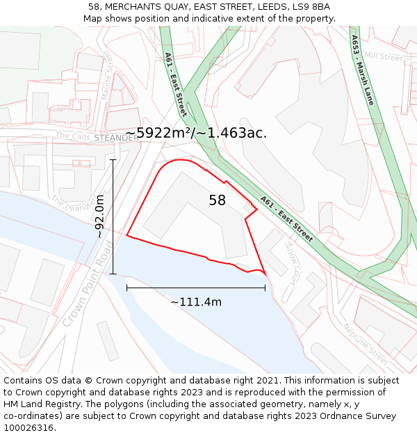 58, MERCHANTS QUAY, EAST STREET, LEEDS, LS9 8BA: Plot and title map