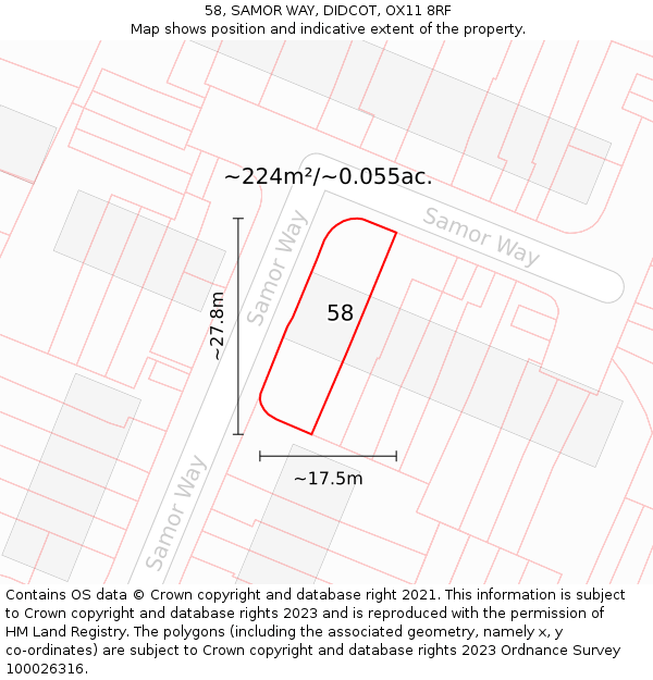 58, SAMOR WAY, DIDCOT, OX11 8RF: Plot and title map