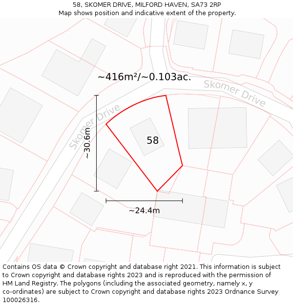 58, SKOMER DRIVE, MILFORD HAVEN, SA73 2RP: Plot and title map