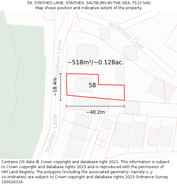 58, STAITHES LANE, STAITHES, SALTBURN-BY-THE-SEA, TS13 5AD: Plot and title map