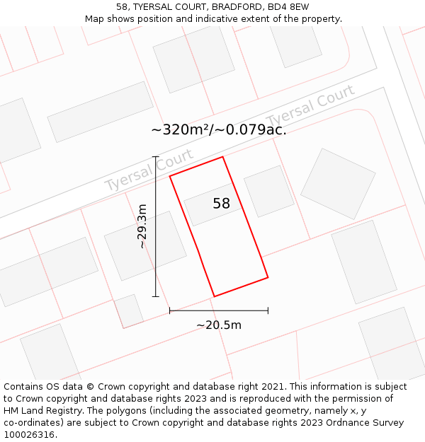 58, TYERSAL COURT, BRADFORD, BD4 8EW: Plot and title map