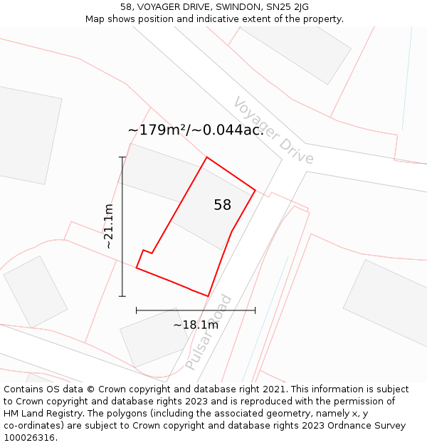 58, VOYAGER DRIVE, SWINDON, SN25 2JG: Plot and title map