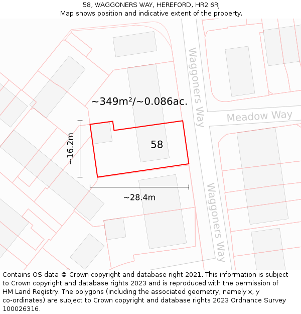 58, WAGGONERS WAY, HEREFORD, HR2 6RJ: Plot and title map