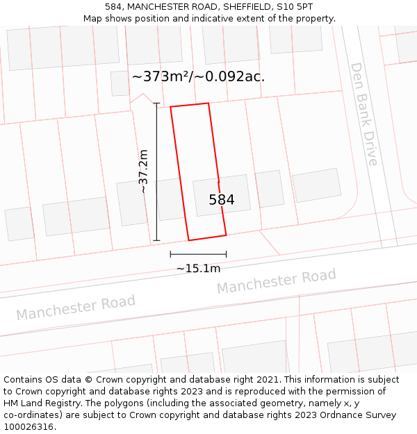 584, MANCHESTER ROAD, SHEFFIELD, S10 5PT: Plot and title map