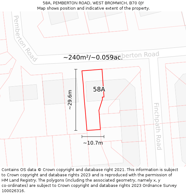 58A, PEMBERTON ROAD, WEST BROMWICH, B70 0JY: Plot and title map
