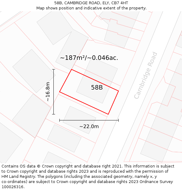 58B, CAMBRIDGE ROAD, ELY, CB7 4HT: Plot and title map