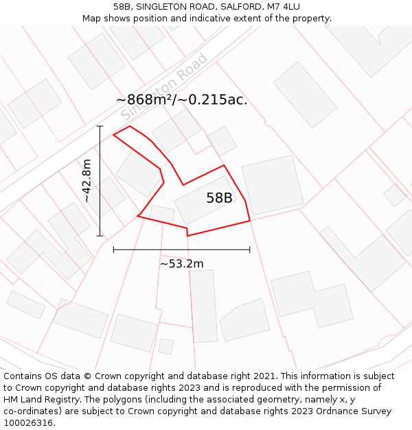 58B, SINGLETON ROAD, SALFORD, M7 4LU: Plot and title map