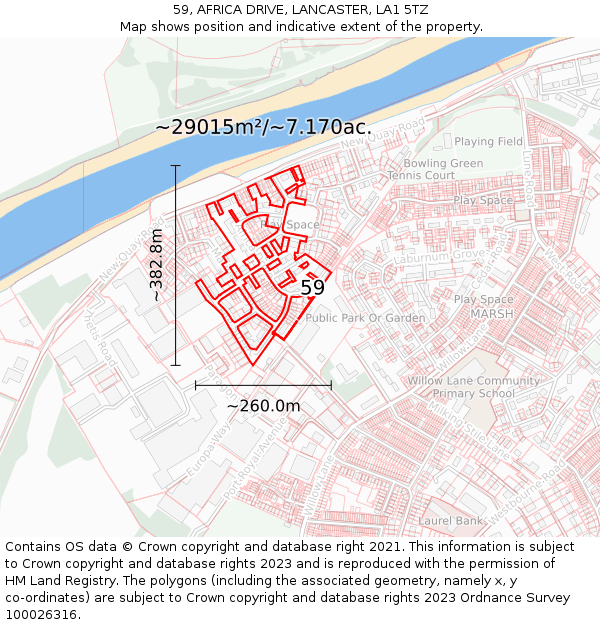 59, AFRICA DRIVE, LANCASTER, LA1 5TZ: Plot and title map